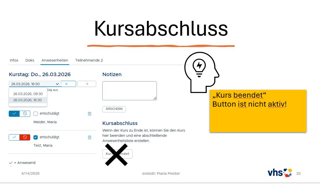 Kursabschluss nicht aktiv